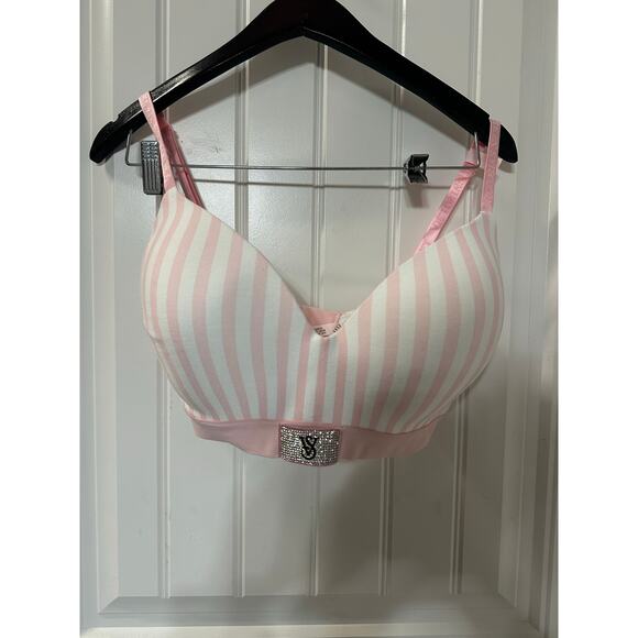 Victoria Secret 36 DDD T Shirt Lightly Lined Wireless Bra Pink Feminine Coquette - Picture 10 of 10